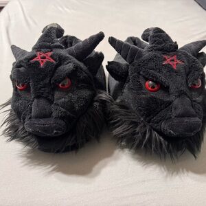 Killstar Black and Red Goat Slippers